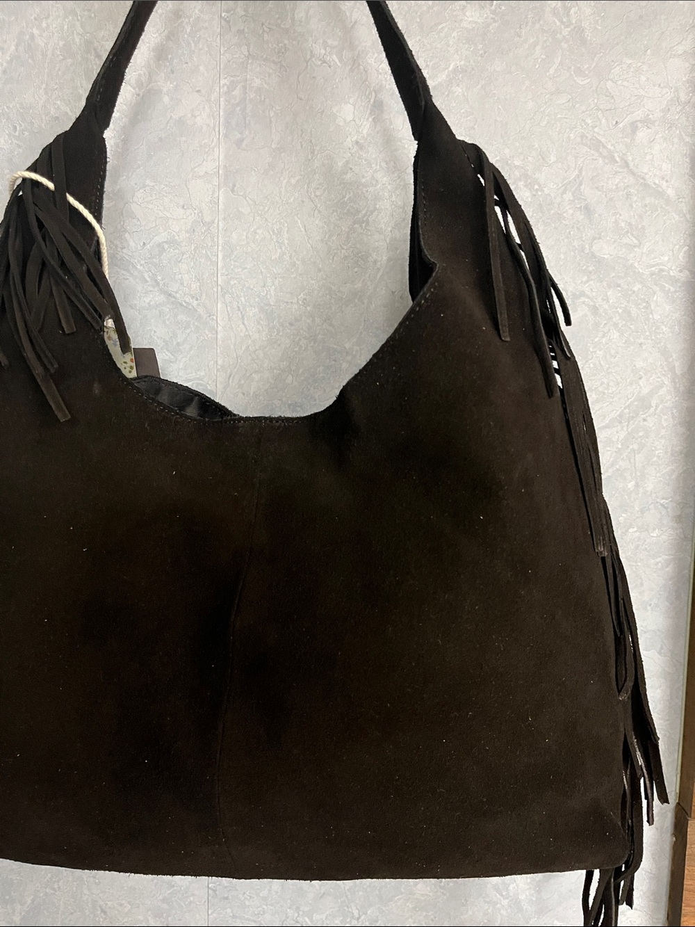 Haute Hippie Black Suede Fringe Shoulder Hobo NWT - Picture 12 of 14